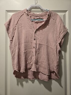 We The Free Pink Short Sleeve Shirt - Size L